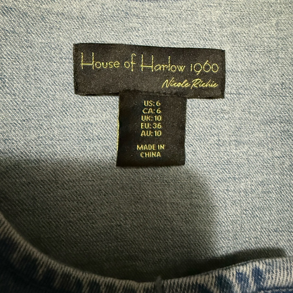 House of Harlow 1960 Light Blue Denim Top and Skirt Set - Picture 3 of 4